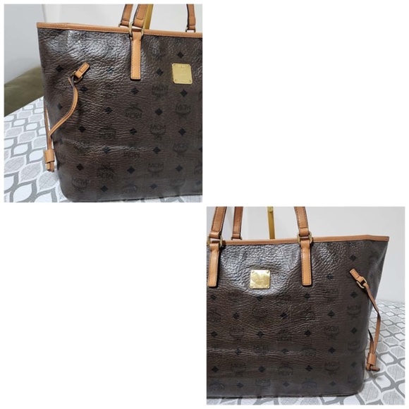 Authentic MCM Shopping Tote Bag Brown/Beige - Picture 4 of 12